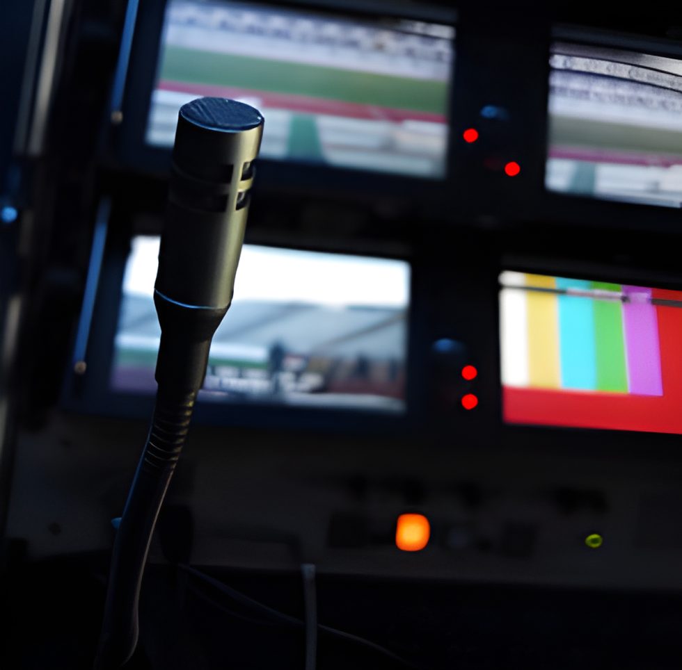 Broadcast monitors in an outside broadcast gallery